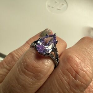 Elegant Purple Teardrop Ring
